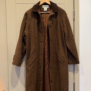 LL Bean Tweed Houndstooth Coat